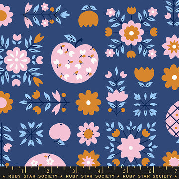 Lil: Calico Apples-Bluebell (1/4 Yard)