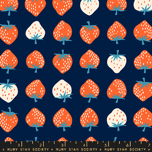 Ruby Star Society STRAWBERRY: Strawberry-Navy (1/4 Yard)