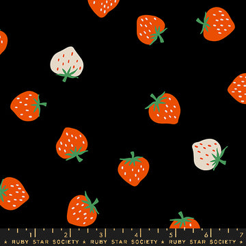 Ruby Star Society STRAWBERRY: Strawberry Toss-Black (1/4 Yard)