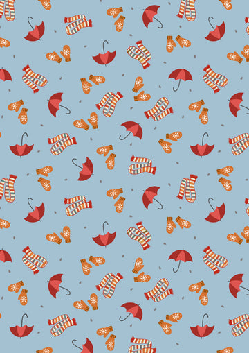 SMALL THINGS...SNUGGLE SEASON: Brollies & Scarves-Light Blue (1/4 Yard)