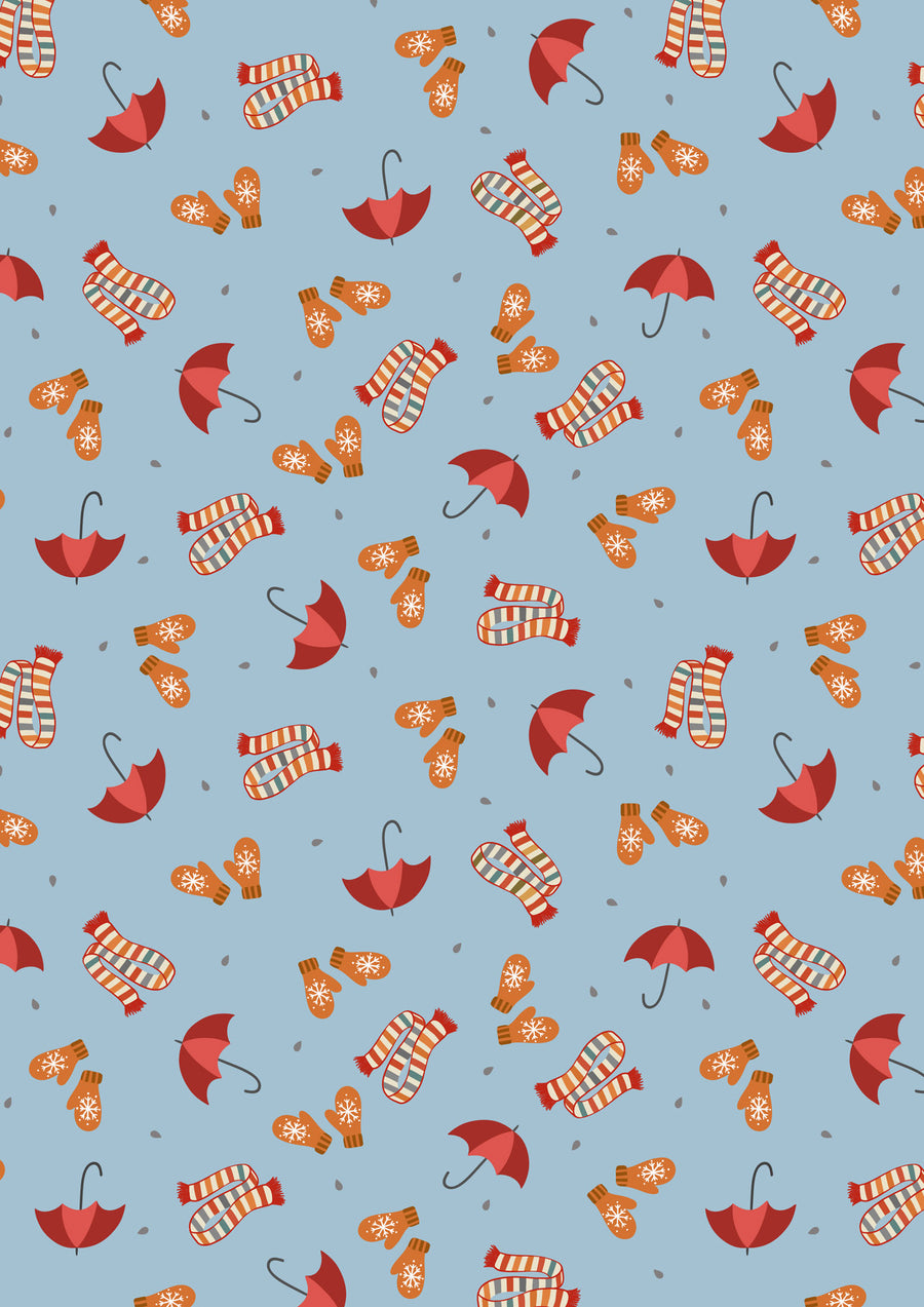 SMALL THINGS...SNUGGLE SEASON: Brollies & Scarves-Light Blue (1/4 Yard)