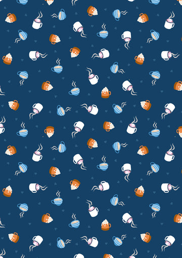 SMALL THINGS...SNUGGLE SEASON: Warming Mugs-Dark Blue (1/4 Yard)