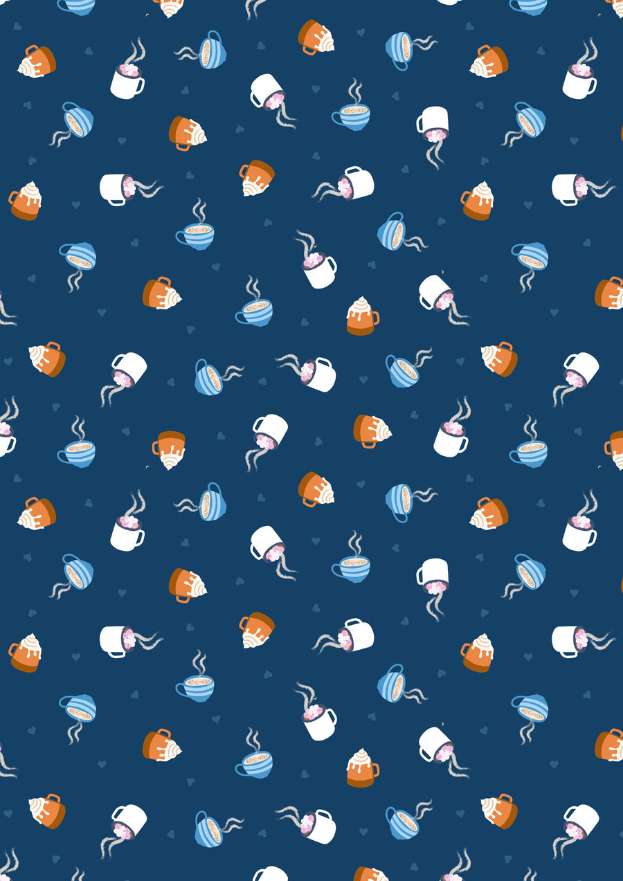 SMALL THINGS...SNUGGLE SEASON: Warming Mugs-Dark Blue (1/4 Yard)