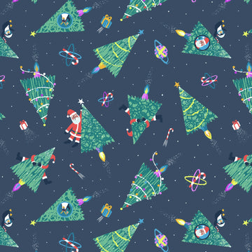 DON'T CLAUS A SCENE: Don't Claus a Scene-Navy (1/4 Yard)