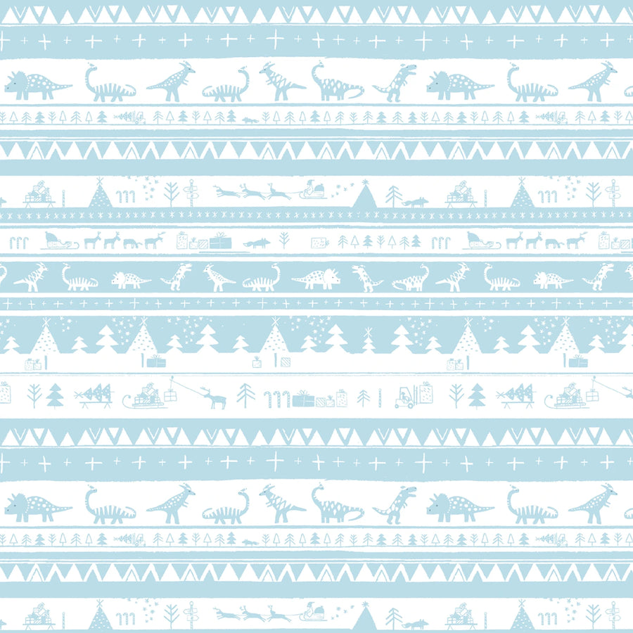 DON'T CLAUS A SCENE: Dino Fair Isle-Ice (1/4 Yard)
