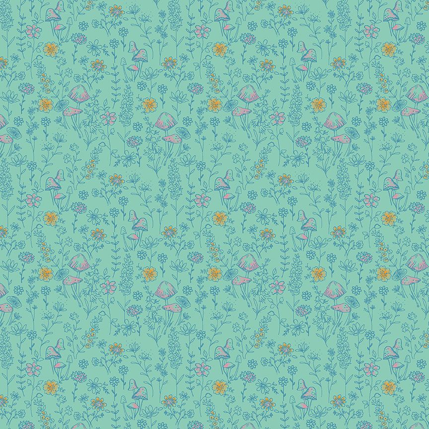 Terrain of Thought: Mushroom Meadow- Atlantis (1/4 Yard)
