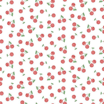 SHIMMER: Cherry Disco Balls-White (1/4 Yard)