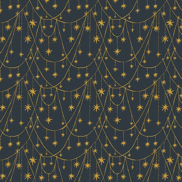 HOLLY JOLLY: Star Garland-Slate (1/4 Yard)