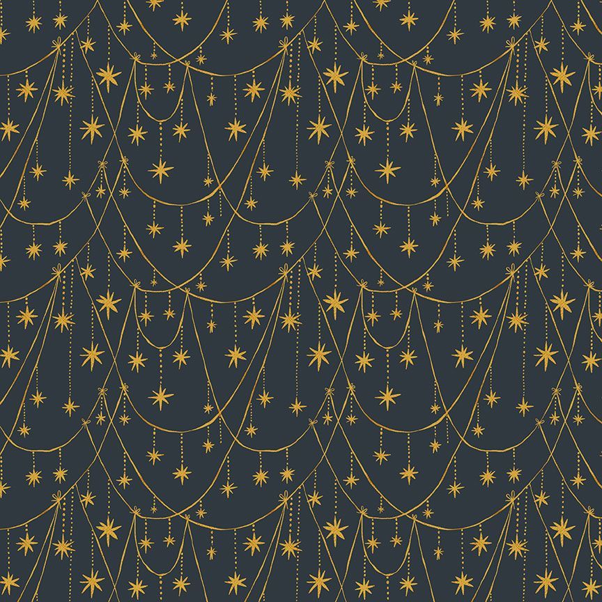 HOLLY JOLLY: Star Garland-Slate (1/4 Yard)