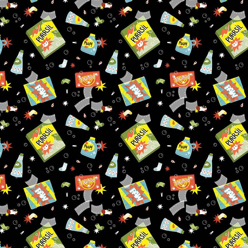 CATS IN LAUNDRY: Suds & Purrs-Wren (1/4 Yard)