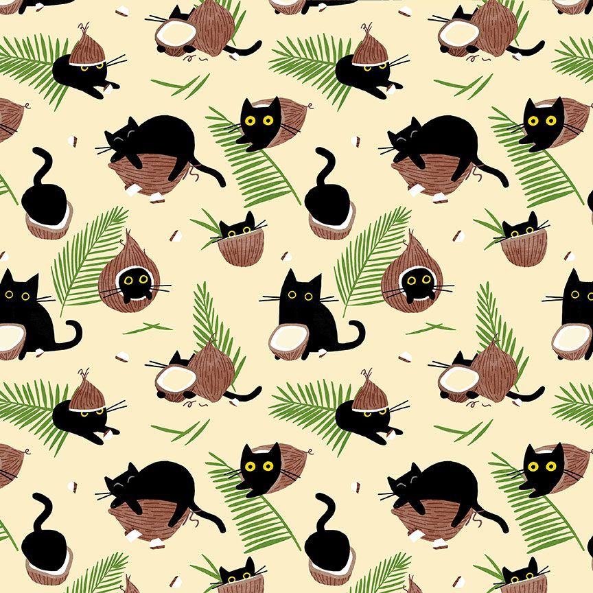 FURRUIT COCKTAIL: Cococats-Cream (1/4 Yard)