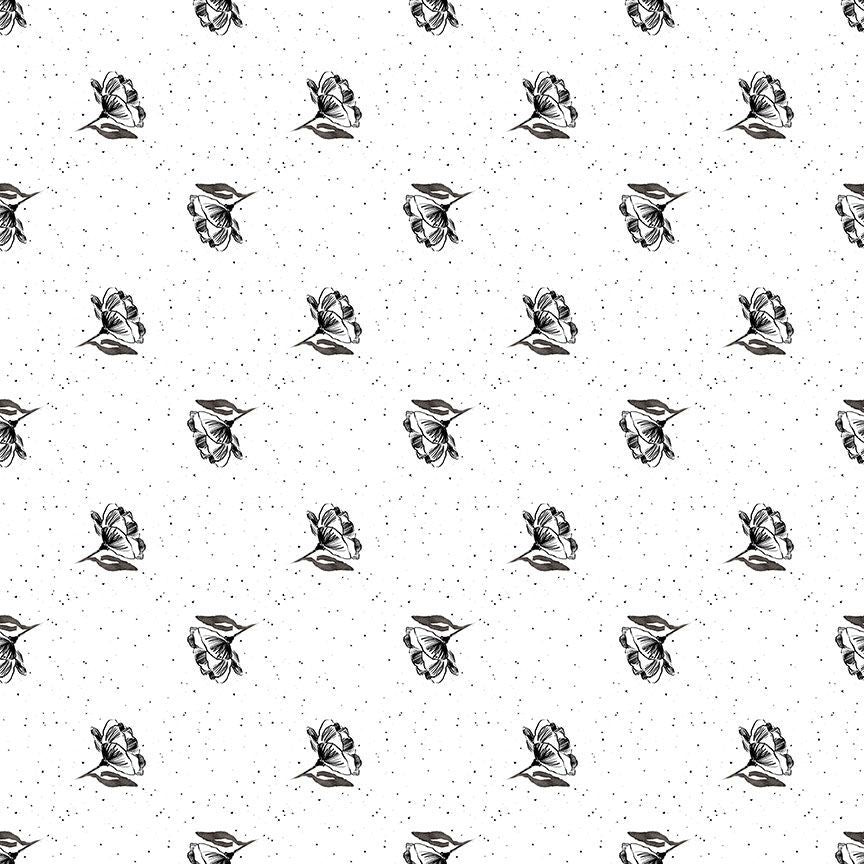 QUIET RIOT: Bloom-White (1/4 Yard)