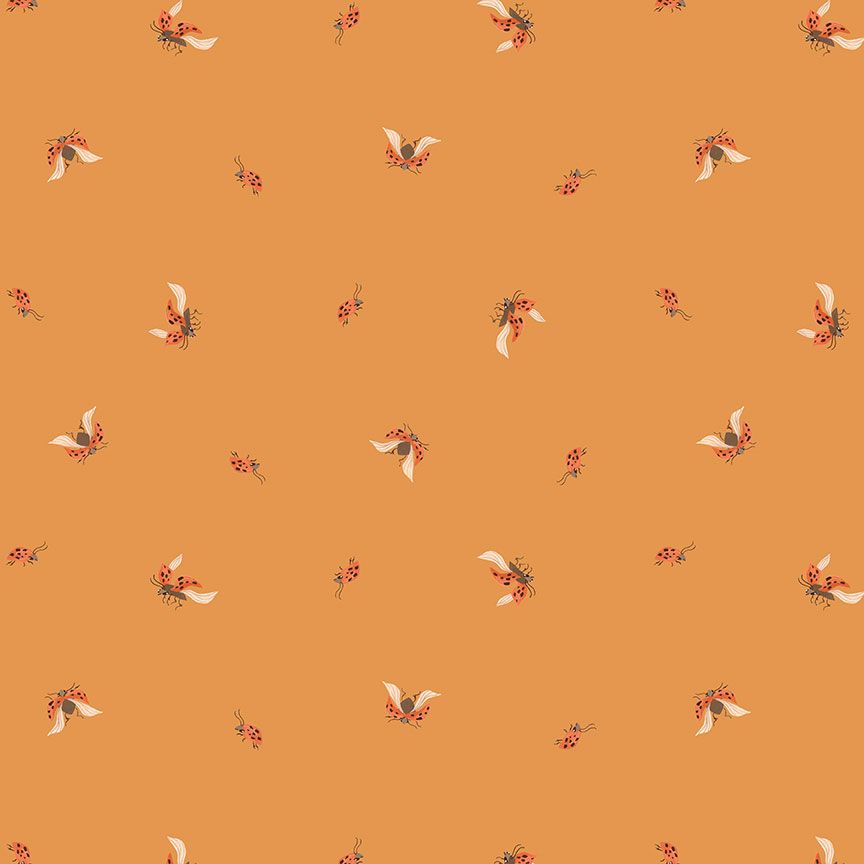Dear Stella Bookish: Ladybugs-Mustard (1/4 Yard)
