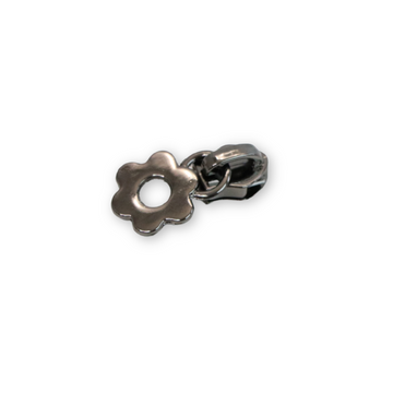 Sallie Tomato: Flower Zipper Pull-Gunmetal