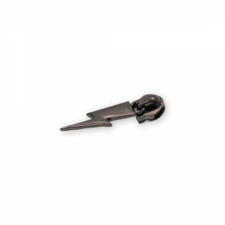 Lighting Bolt Zipper Pull- Gunmetal