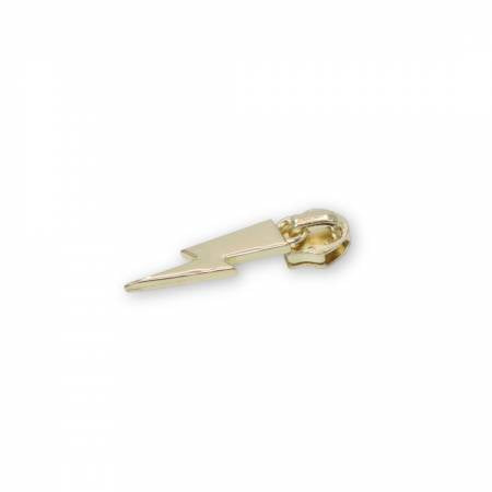 Lighting Bolt Zipper Pull- Gold