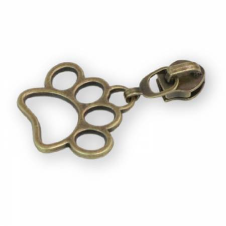 Paw Print Zipper Pull- Antique