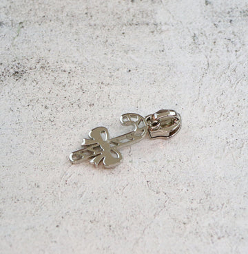 Sallie Tomato: Candy Cane Zipper Pull- Nickel