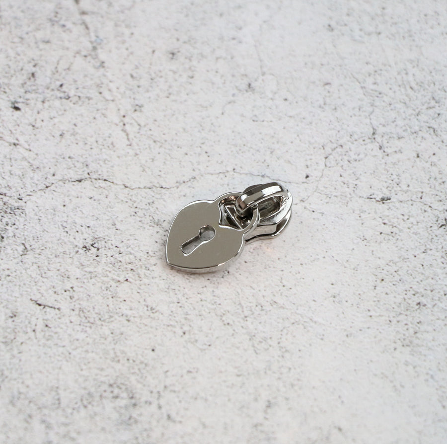 Sallie Tomato: Heart Padlock Zipper Pull-Nickel