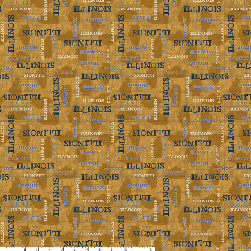 ALL ILLINOIS SHOP HOP 2024: Words-Gold (1/4 Yard)