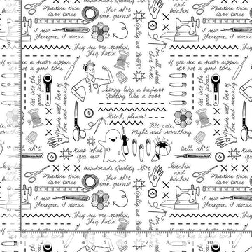 QUIET RIOT: Sweary Stitching 108-White (1/4 Yard)
