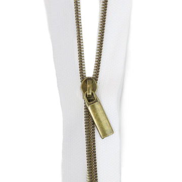 Sallie Tomato: #3 Zippers by the Yard-White/Antique
