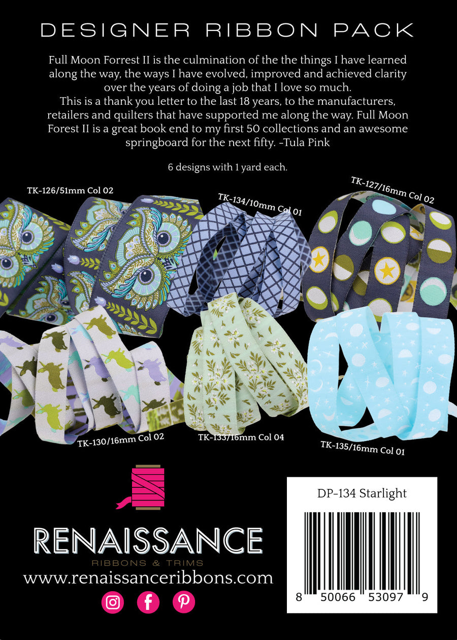Tula Pink FULL MOON FOREST II: Starlight-Designer Ribbon Pack