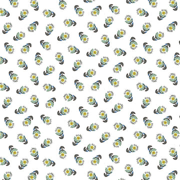 Soul Shine and Daydreams: Tossed Flowers in Light Teal (1/4 Yard)