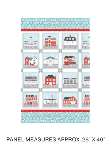 Amanda Murphy: Winter Village Blocks Panel Aqua