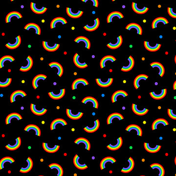 Rainbows of Hope in Black (1/4 Yard)