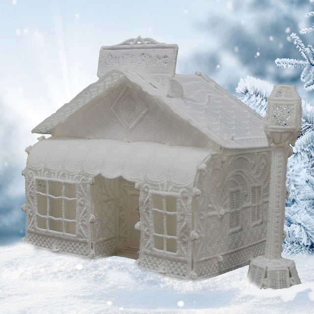 Winter Village Freestanding Quilt Shop & Lamp Post-USB