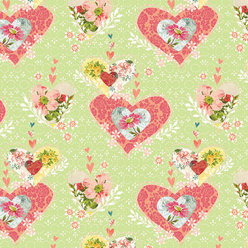 Be the Light: Hearts in Light Green (1/4 Yard)
