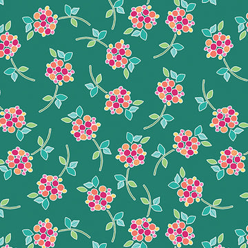 Sew Bloom by Cherry Guidry: Floral Love Teal (1/4 Yard)