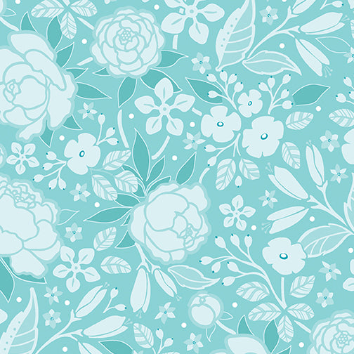 Frolic by Amanda Murphy: Silhouette Aqua (1/4 Yard)