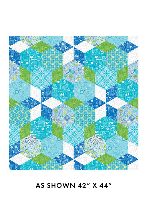 SEWING ROOM 2: Endless Hexagons-LAKE Panel