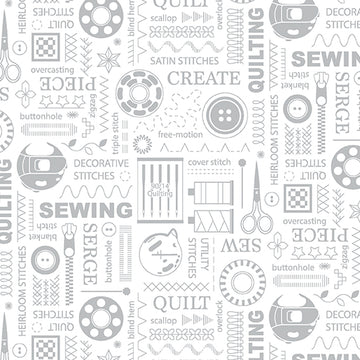 Amanda Murphy SEWING ROOM 2: Stitches-CLOUD (1/4 Yard)