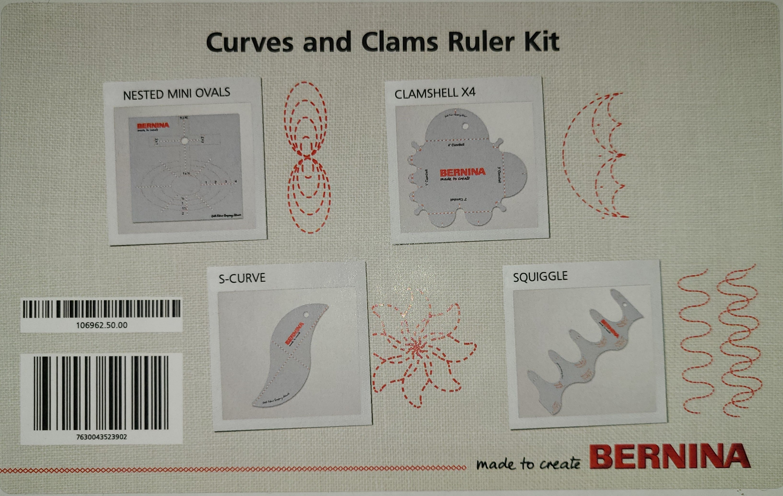 Bernina Rulerwork Ruler BERNINA Curves and Clams Ruler Kit, 4 PC SET – BERNINA of Naperville