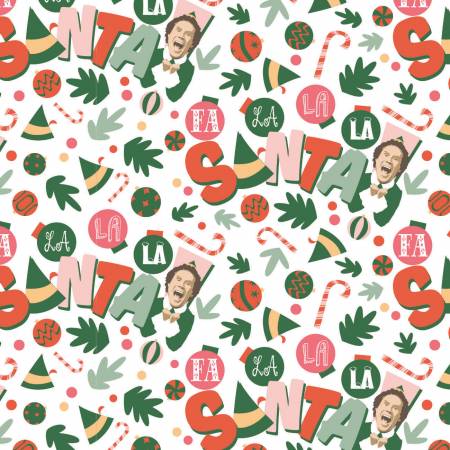 Elf: Fa La La La La - White (1/4 Yard)