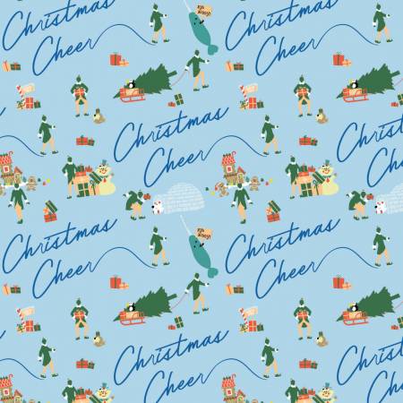 Elf: Christmas Cheer - Blue (1/4 Yard)