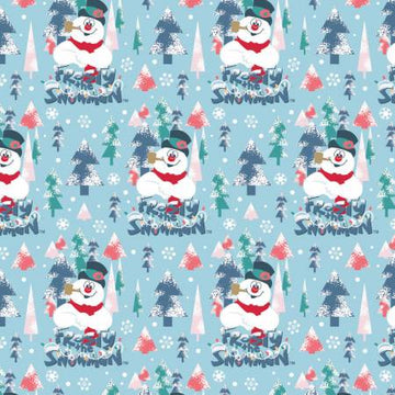 Frosty the Snowman: Retro Forest - Light Blue (1/4 Yard)