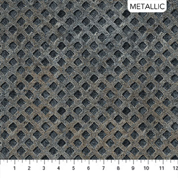 Heavy Metal- Metal Grid in Pewter (1/4 Yard)
