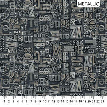 Heavy Metal- Type Set in Pewter (1/4 Yard)
