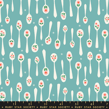 Camellia by Melody Miller: Stirring Turquoise (1/4 Yard)