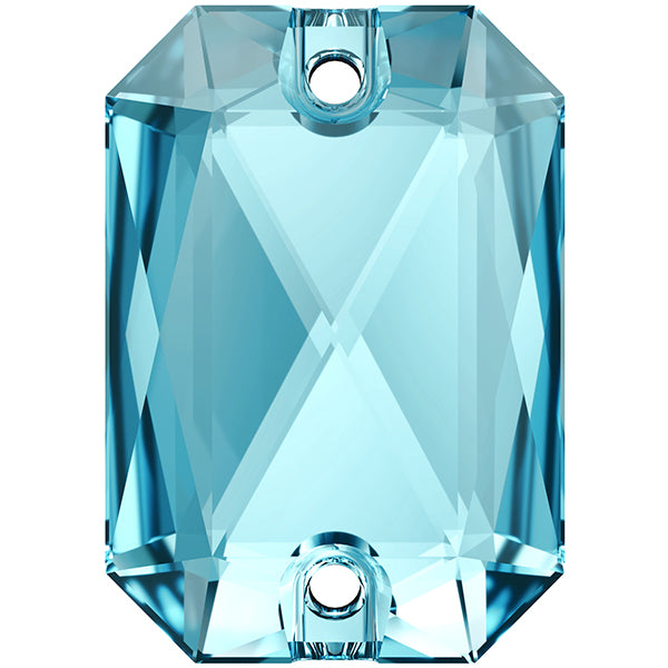 Swarovski 3252 Emerald Cut Crystal Aquamarine