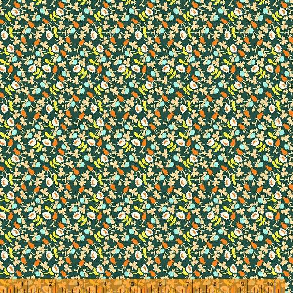 LUCKY RABBIT: Calico-Dark Teal (1/4 Yard)