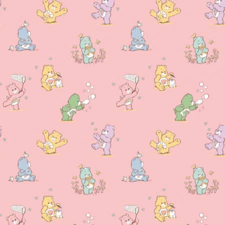 Care Bears- Playful Care Bears Flannel in Pink (1/4 Yard)