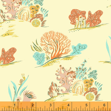 Heather Ross Mailbu: Coral in Coral Canvas (1/4 Yard)