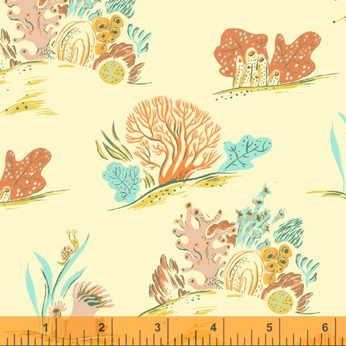 Heather Ross MALIBU: Coral in Coral Canvas (1/4 Yard)