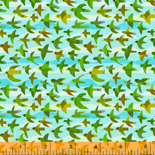 Woodland:  Green Birds (1/4 Yard)