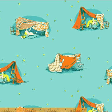 LUCKY RABBIT: Quilt Tent-Green Turquoise (1/4 Yard)